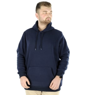 Mode XL Büyük Beden Sweat Kapson Kangoroo Pocket Recycle B20532 LACİVERT