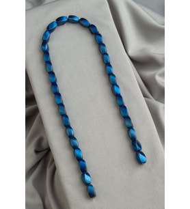 Hematit Doğal Taş Parlak Mavi Burgulu Dikdörtgen Kesim 6x12mm Dizi