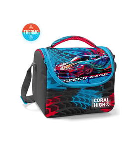 Coral High Kids Gri Mavi Yarış Arabası Desenli Thermo Beslenme Çantası 11885