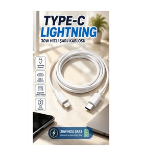 Type-C to Lightning 30W Hızlı Şarj ve Veri Aktarım Kablosu