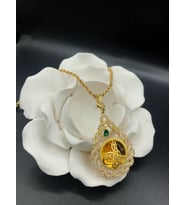 22 ayar altın kaplama kadın gold zirkon taşlı halat zincirli tugralı kolye modeli