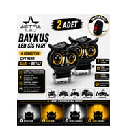 2 ADET AÇMA KAPAMA ANAHTARLI BAYKUŞ LED SİS FARI ÇAKARLI 4 FONKSİYON ÇİFT RENK SARI-BEYAZ MOTO-OFFROAD-SUV-İŞ MAKİNESİ