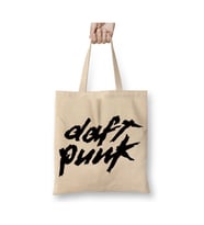 Daft Punk 03 Beyaz Bez Çanta Uzun Saplı Alışveriş Çantası Plaj Çantası