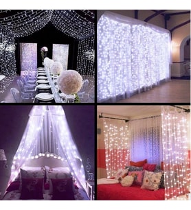 VIP BEYAZ SALKIM LED IŞIK 2.50X2 METRE EKLEMELİ 16 DALLI 320 LEDLİ MODLU 220V BEYAZ PERDE LED IŞIK