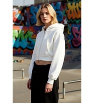 Kadın Kapüşonlu Düşük Kol Fermuarlı Örme Sweatshirt Fonksiyonel Dayanıklı Kaliteli Estetik