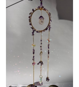 Ametist Sun Catcher 2 - Güneş Tutucu, Güneş Yakalayıcı, Doğal Ametist Taşlı, El Yapımı (Mor)