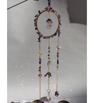 Ametist Sun Catcher 2 - Güneş Tutucu, Güneş Yakalayıcı, Doğal Ametist Taşlı, El Yapımı (Mor)