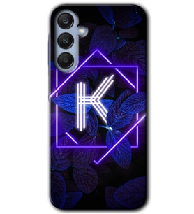 Galaxy A25 Kılıf HD Desen Baskılı Kılıf - Dark Neon Yaprak K Harfi