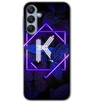 Galaxy A25 Kılıf HD Desen Baskılı Kılıf - Dark Neon Yaprak K Harfi