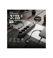 Termal Akım Korumalı 4 Prizli USB Girişli Uzatma Kablosu