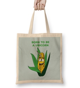 Born To Be A Unicorn Corn On The Cob Pun Bez Çanta Uzun Saplı