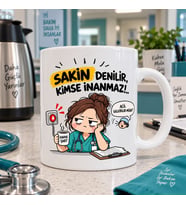 Sakin Denilir Kimse İnanmaz Esprili Sağlık Çalışanı Baskılı Kupa