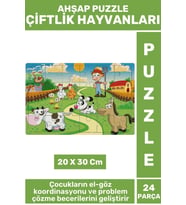 Premium Eğlenceli Eğitici Görsel Algı Problem Çözme Becerisi Çocuk Puzzle 24 Prça ÇİFTLİK HAYVANLARI