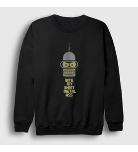 Presmono Unisex Siyah Bite Robot Bender Futurama Sweatshirt 306193tt