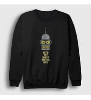 Presmono Unisex Siyah Bite Robot Bender Futurama Sweatshirt 306193tt