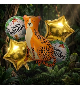 YÜKSEK KALİTE 15 ADET KAPLAN SAFARİ KONSEPT FOLYO BALON SETİ KAPLAN FOLYO BALON DOĞUM GÜNÜ BALONU