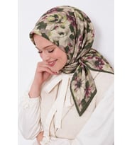 Lesscarves Çiçek Desenli Pamuk İpek Eşarp LS2214