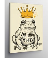 Kanvas Tablo Taçlı Kurbağa: "The King İs Here"