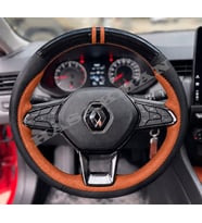 Renault Captur 2 Dikme Direksiyon Kılıfı Parlak Siyah Taba Detaylı Taba Çift Yüzük ve Dikiş 2019-2024