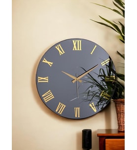 Premium Serisi Aynalı 50 CM Sessiz Akar Roma Rakamlı Duvar Saati Füme