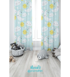 Uyku Desenli Baskılı Çocuk ve Bebek Odası Fon Perdesi 2 Kanat - PRD-29