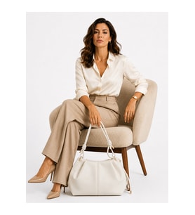 GLANZIA Nova Ivory Shoulder Bag Kırık Beyaz Kadın Omuz Çantası Şık Günlük Kullanım Suni Deri