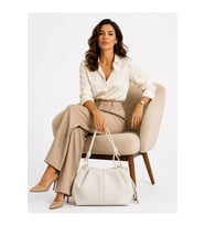GLANZIA Nova Ivory Shoulder Bag Kırık Beyaz Kadın Omuz Çantası Şık Günlük Kullanım Suni Deri