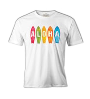 Aloha when Surfing Beyaz Erkek Tshirt