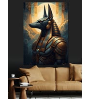 Antik Mısır Tanrısı Anubis Dekoratif Kanvas - Mdf Ahşap Tablo