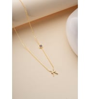 925 Ayar Gümüş Gold Kaplama Ay Taşı Balık Burcu Kolye