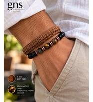 Vizon Renk %100 Süet Deri&Kaplangözü 3 Lü Kombin Erkek Bileklik Set 20 cm (Türk El Üretimi)