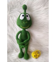 Sevimli Yeşil Uzaylı Amigurumi Organik Oyuncak