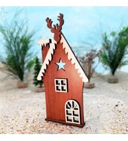Lora Davet Yılbaşı Süsleri Ahşap MDF Ev (6 Adet) Kahverengi - 41003