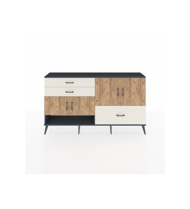 Arges Konsol 3 Raflı 3 Çekmeceli 4 Kapaklı 176x30x99 Antrasit-Çam/Aytaşı