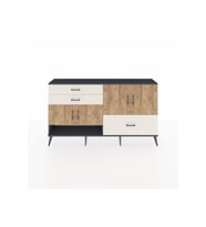 Arges Konsol 3 Raflı 3 Çekmeceli 4 Kapaklı 176x30x99 Antrasit-Çam/Aytaşı