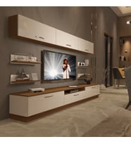Decoraktiv Trendstyle 8Y Slm Tv Ünitesi Tv Sehpası - Ceviz Beyaz (Beyaz - Kahverengi)