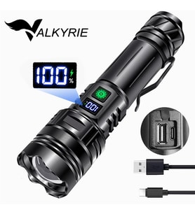 Valkyrie Profesyonel Şarjlı LED El Feneri – Güçlü Avcı Feneri, Uzun Pil Ömrü, Dayanıklı TasarımAvcı Feneri