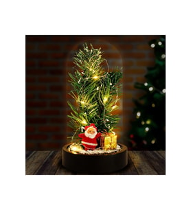 Noel Baba ve Çam Ağacı Temalı Led Işıklı Fanus, Şık ve Renkli Dekorasyon