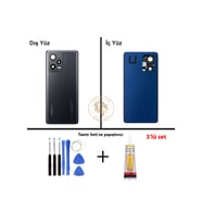 Redmi Note 12 Pro Plus 5G Lensli Gece Siyahı Uyumlu Arka Kapak + Yapıştırıcı ve Vida Seti