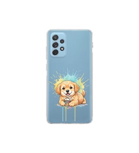 Samsung Galaxy A13 ile Uyumlu Splash Köpek Tasarımlı Şeffaf Silikon Kılıf