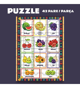Pazil Bi Kurdî Fêkî Meyve - Kürtçe Puzzle Yapboz (42 Pare/Parça - A4) (Çok Renkli)
