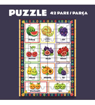 Pazil Bi Kurdî Fêkî Meyve - Kürtçe Puzzle Yapboz (42 Pare/Parça - A4) (Çok Renkli)