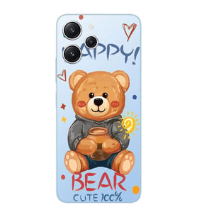 Xiaomi Redmi 12 Uyumlu Uyumlu Happy Bear Tasarımlı Şeffaf Telefon Kılıfı