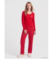 LCW DREAM Kırmızı Yılbaşı Temalı Kadın Pijama Takımı