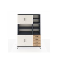 Hyperion Dolap 9 Raflı 4 Çekmeceli 4 Kapaklı 132x44x195 Antrasit-Aytaşı/Çam
