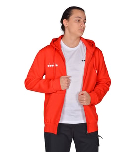 Diadora İmola - Erkek Kırmızı Pamuklu Tam Fermuarlı Spor Sweatshirt