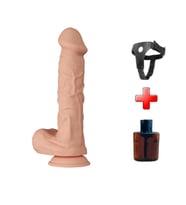 Belden Bağlamalı 26 cm Gerçekçi Kalın Dildo Penis - Bergrisi (Ten)