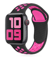 Apple Watch 10/11 42mm-38/40/41mm Kordon Delikli Spor Kordon 2/3/4/5/6/se/7/8/9 (Koyu Pembe)