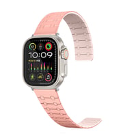 Apple Watch 44/45/46/49mm Kordon Şerit Çizgi İnce Dizayn Magnetik Strap 111 2/3/ (Pembe)