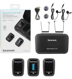 Saramonic Blink 500 Prox B2R 2 Kişilik Kablosuz Klipsli Mikrofon Sistemi, Yerleşik Kayıt Ve Yakalar (Çok Renkli)